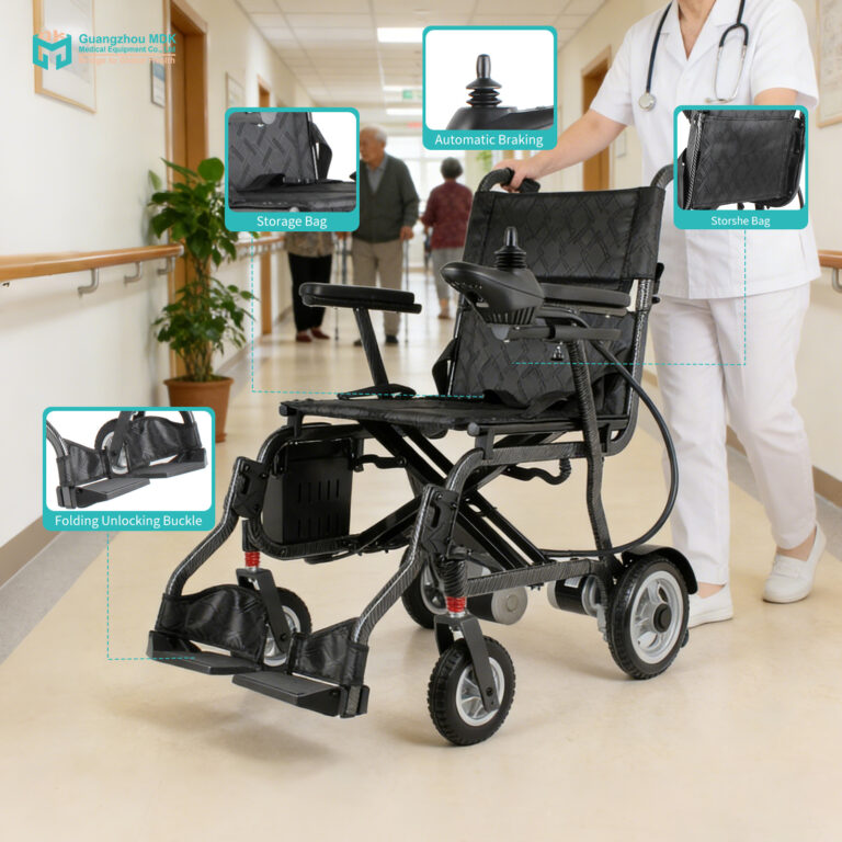 Ultra-Lightweight Foldable Electric Wheelchair with Carbon Fiber Pattern Aluminum Frame