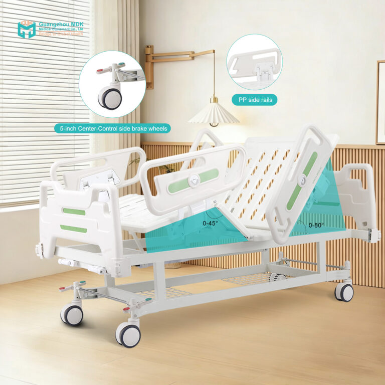 Manual 2-Crank Nursing Bed with DL PP Guardrails & Central Casters