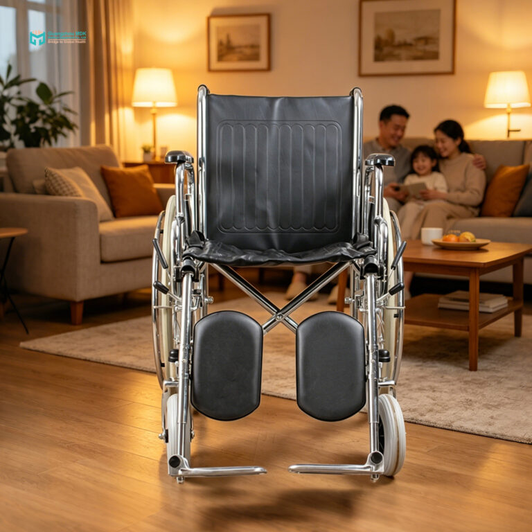 Electroplated Steel Manual Wheelchair with Detachable Armrests & Elevating Leg Rests